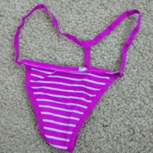 Pink and white stripe VS V-string thong